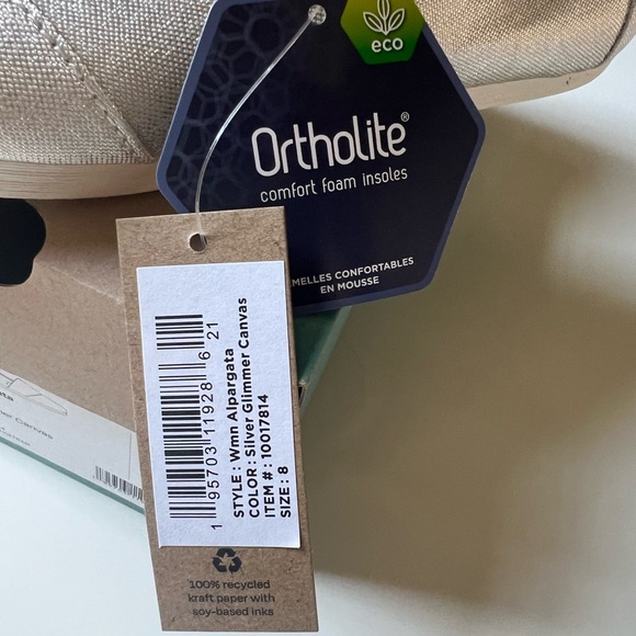 Women’s Shoe Toms Alpargata Silver Glimmer Canvas, Size 8 - Picture 6 of 6